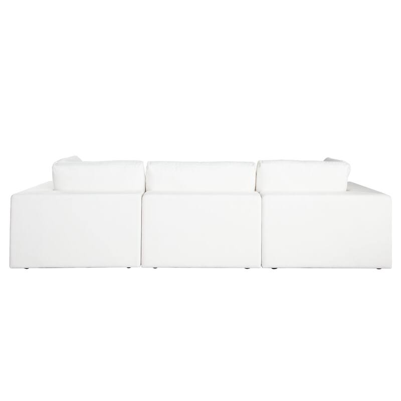 Lipi 3pc Modular Sofa Set, Mist White, 120 Inch Solid Wood Frame
