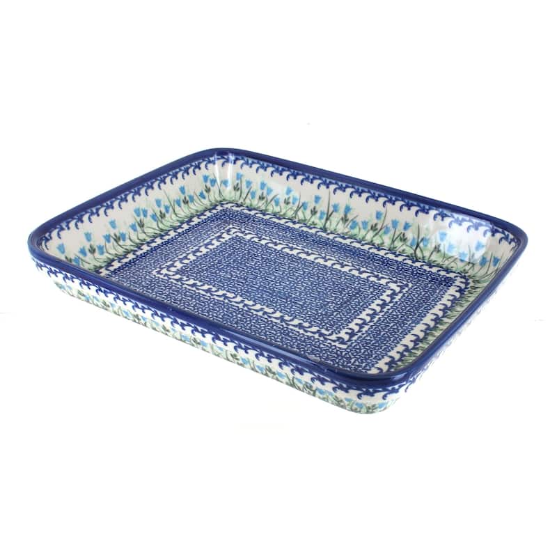 Blue Rose Polish Pottery 150 Vena Large Rectangular Baker - Misty