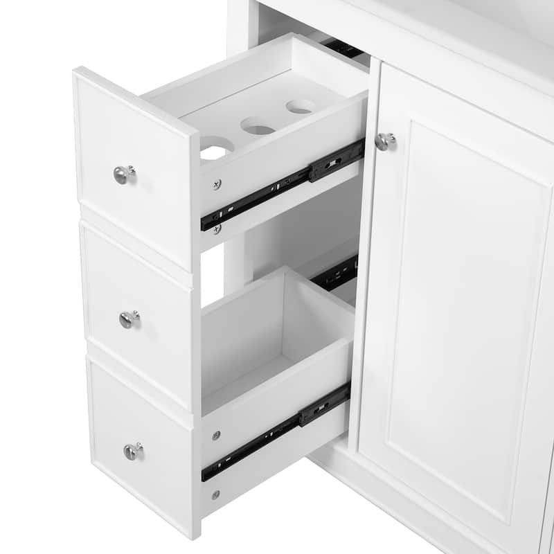 GDFStudio - Mario 36" Bathroom Vanity Cabinet with 4 Drawers and 1 Soft-Close Door