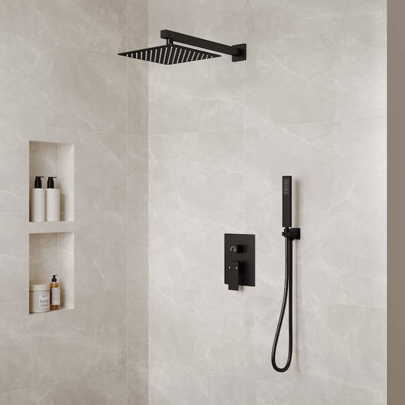 10" Rain Shower Head High Pressure Wall Mount Shower System, Bathroom Shower Faucet Set with Handheld Spray