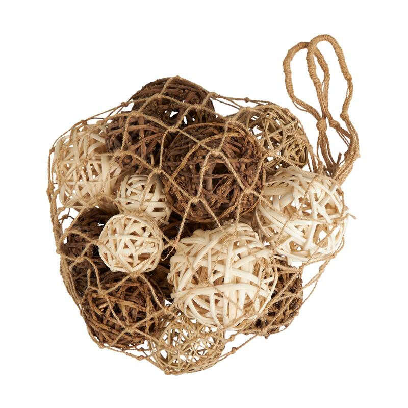 Beige Dried Plant Handmade Orbs & Vase Filler with Fishnet Bag