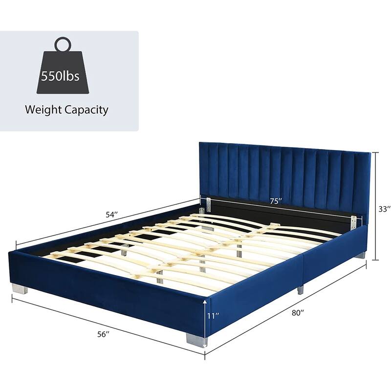 Costway Upholstered Bed Frame Full Size Modern Platform Bed with