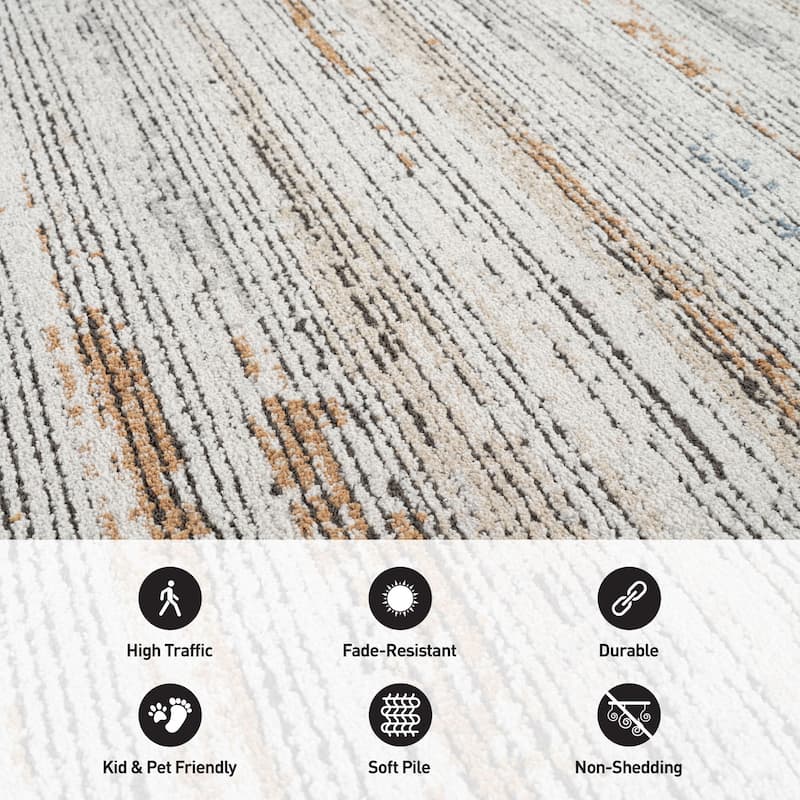 Multi-Tonal Area Rug for Living Room, Entryway, or Playroom - Easy to Clean and Family Friendly