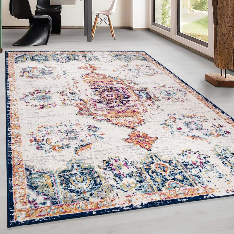 World Rug Gallery Vintage Distressed Boho Oriental Area Rug
