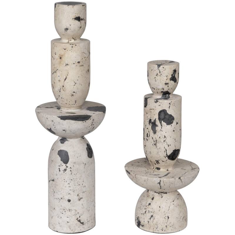 Uttermost 17124 Nouveau 22" Tall Limestone and Resin Abstract Table - White / Black