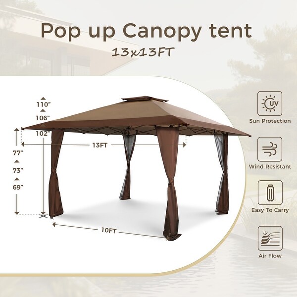 13 x 13 Outdoor Canopy Patio Gazebo Reinforced garden Pop up Canopy Tentwith Elegant Corner Curtain 13x13ft On Sale Bed Bath Beyond 30720849