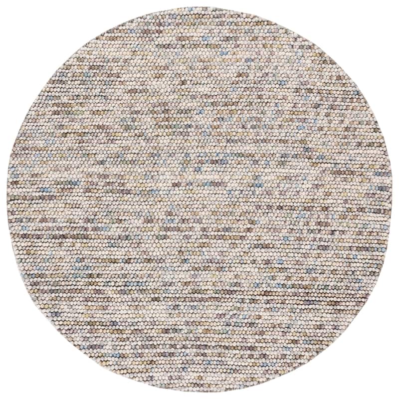 SAFAVIEH Handmade Natura Gonnie Wool Rug - 6' Round - Ivory/Multi