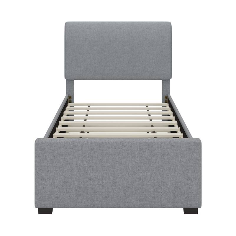 Velvet Upholstered Platform Bed with Trundle Bed & Adjustable Button Tufted Headboard