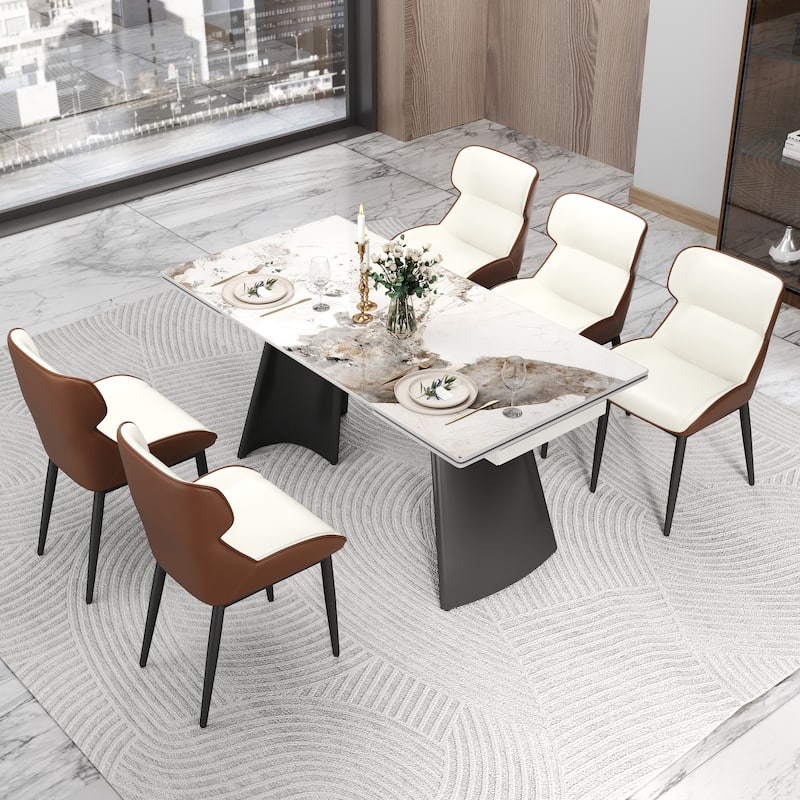 18.7''H Parsons Minimalist PU Leather Dining Chair (Set of 2)
