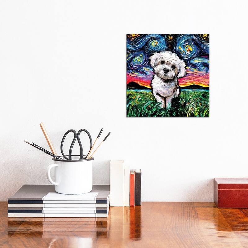 iCanvas "Maltipoo Night" by Aja Trier Canvas Print - 12x12x1.5