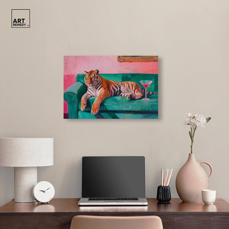 Lounging Tiger Canvas by Art Remedy, Gallery Wrapped