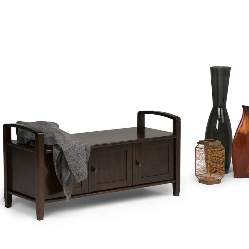 WYNDENHALL Norfolk Solid Wood 44-inch Wide Entryway Storage Bench - 44 Inches wide - Tobacco Brown