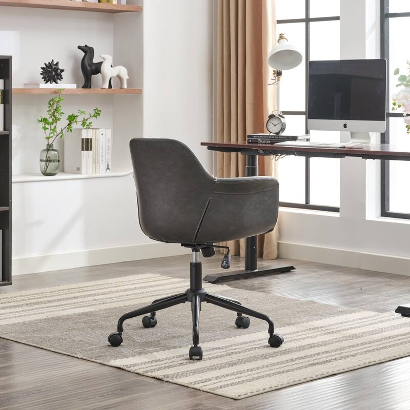 Back Support Home Desk Chair, Ergonomic Chair with Frame and Arms, Height Adjustable Rolling Swivel Office Chair - N/A