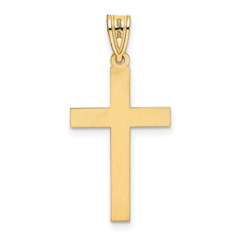 Curata 14k Yellow Gold 18" Etched Cross Necklace - 21x14mm