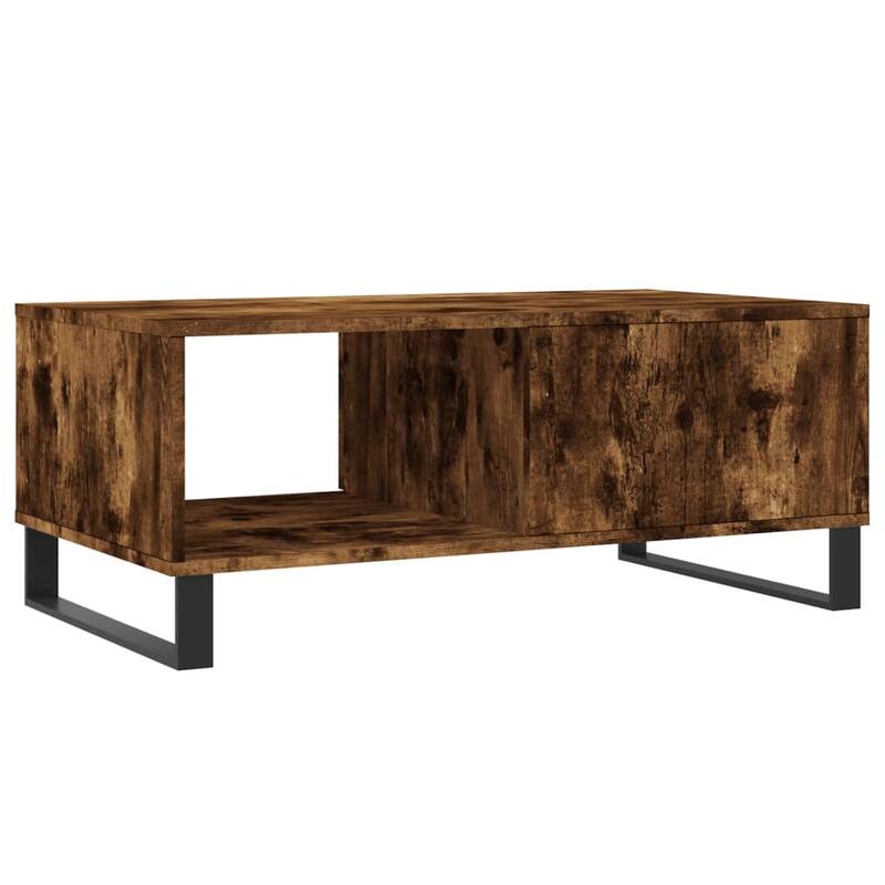 vidaXL Coffee Table Smoked/Brown Oak Engineered Wood, Metal 35.4x19.7x14.4 in - 19.7 x 35.4 x 14.4