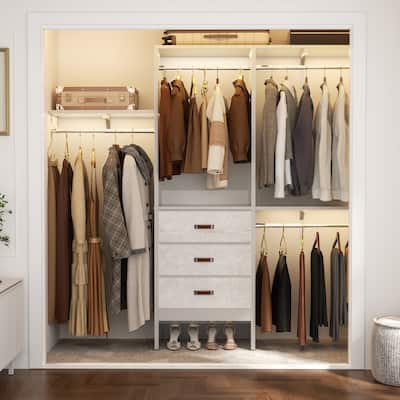 4FT Kid‘s Closet System with Fabric Drawers, DIY Closet Organizer with Adjustable Hanging Rods