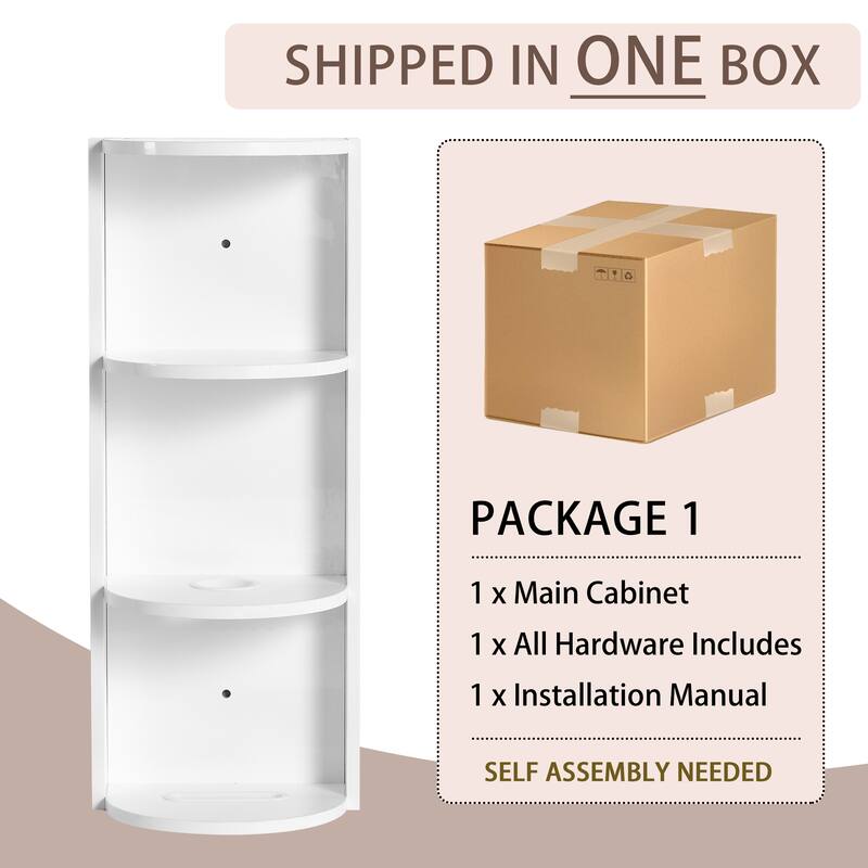 Wall Mounted Cabinet Floating Side Cabinet with Towel Shelf, Modern Storage Rack with 3 Adjustable Shelves