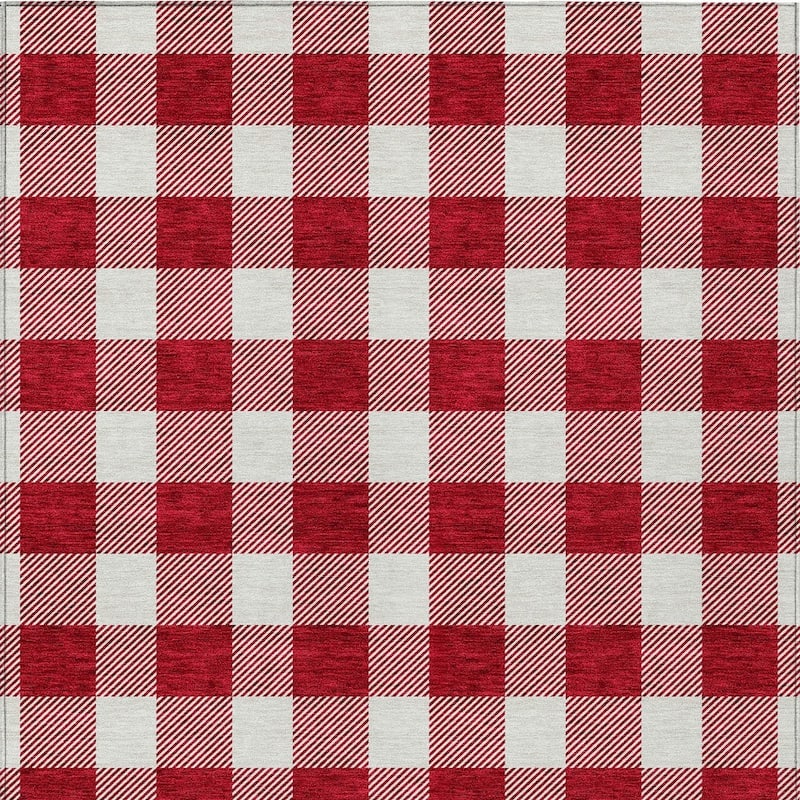 HomeRoots Plaid Transitional Rectangle Outdoor Rug