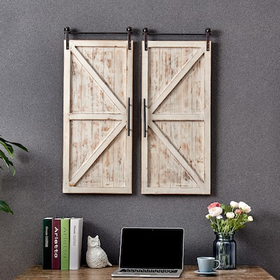 FirsTime & Co. Carriage Farmhouse Barn Door Wall Plaque Set, Wood, 14 x 2 x 34 in, American Designed
