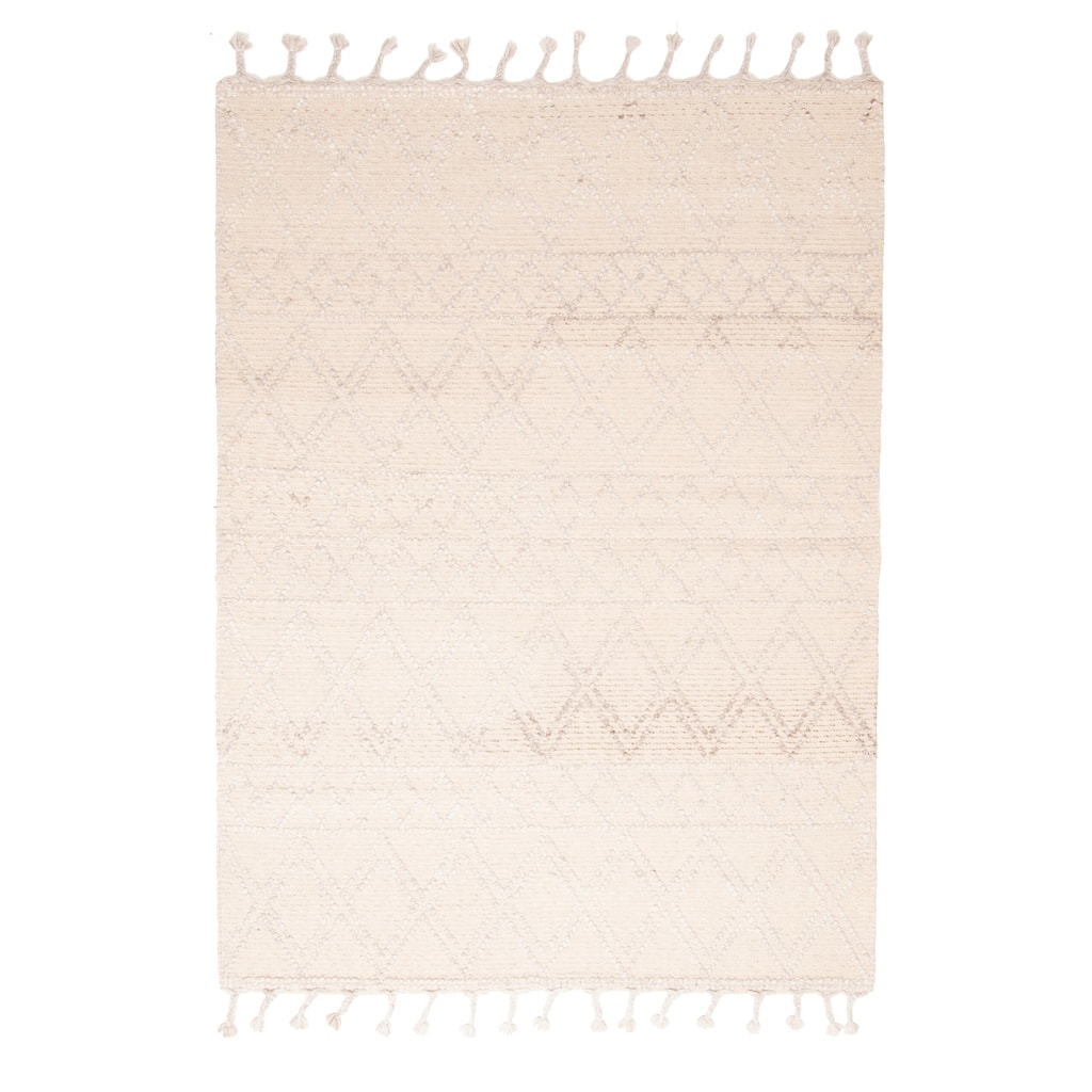 ECARPETGALLERY Braid weave Sienna Beige Wool Rug - 5'1 x 7'0