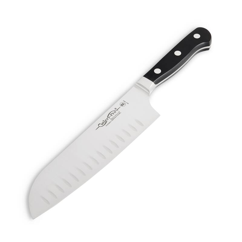 CatCora Forged Granton Santoku Knife, Professional 7-Inch German Steel Blade, NSF-Certified Kitchen Knife - Aluminum