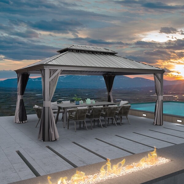 PURPLE LEAF Outdoor Galvanized Steel Hardtop Gazebo