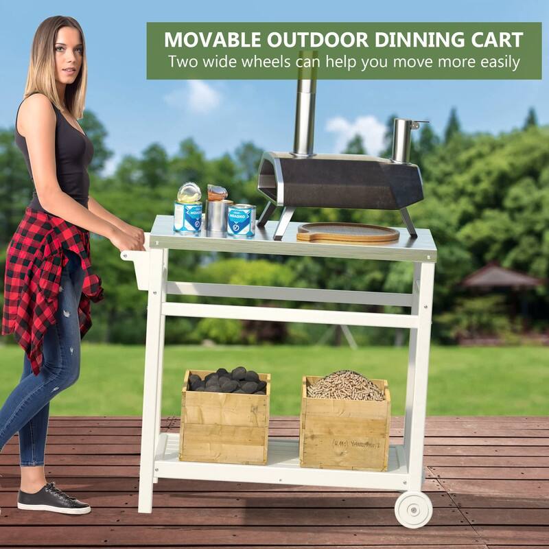 TORVA HDPE Portable Outdoor Grill Table,Grill Cart with Stainless Steel Top&3-Shelf Storage for BBQ Prep Table - N/A