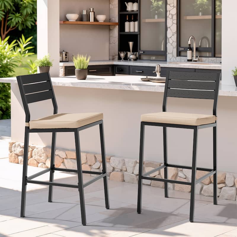 2/4PCS Outdoor Counter Height Barstools with Cushion
