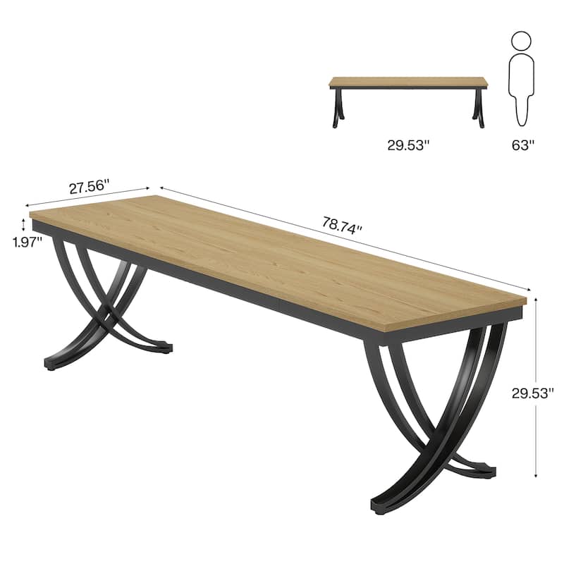 78.74" Extra Long Double Computer Desk with Metal Legs for Home Office