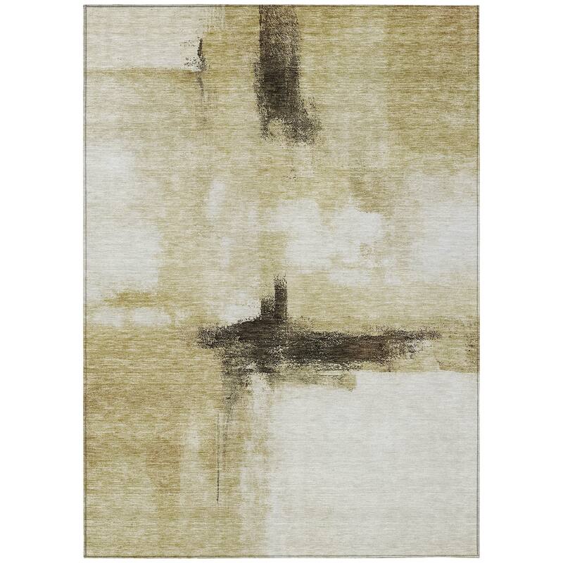 Machine Washable Indoor/ Outdoor Contemporary Abstract Chantille Rug