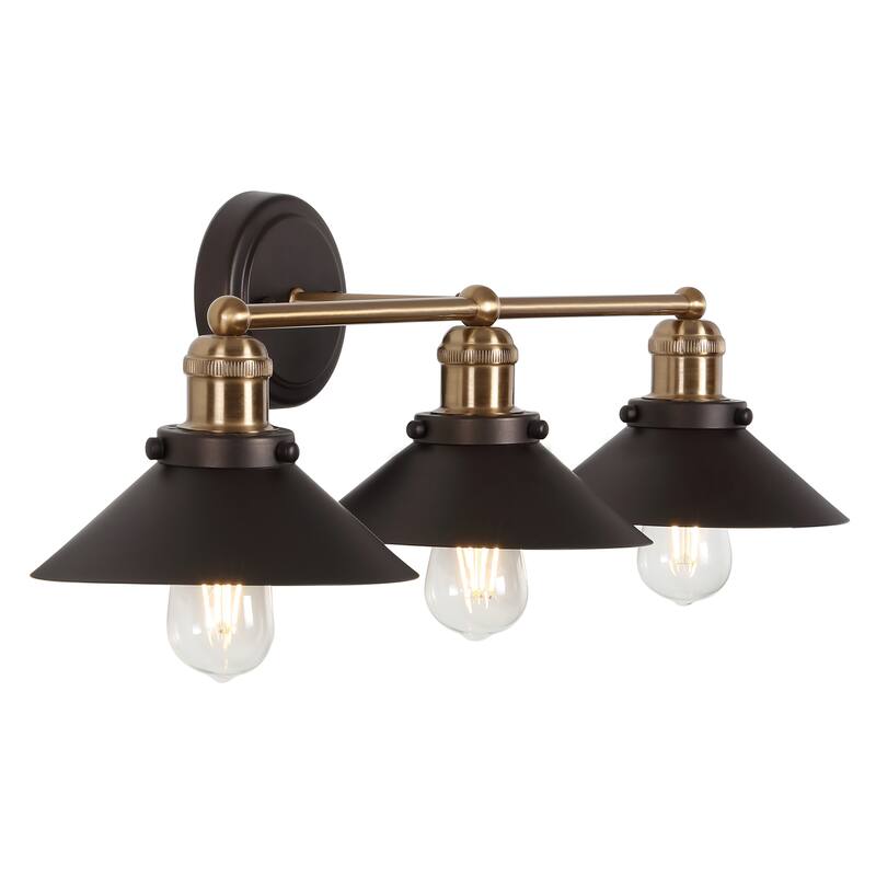 Florence Metal Shade Sconce, by JONATHAN Y - 3-Light - Oil Rubbed Bronze/Brass Gold