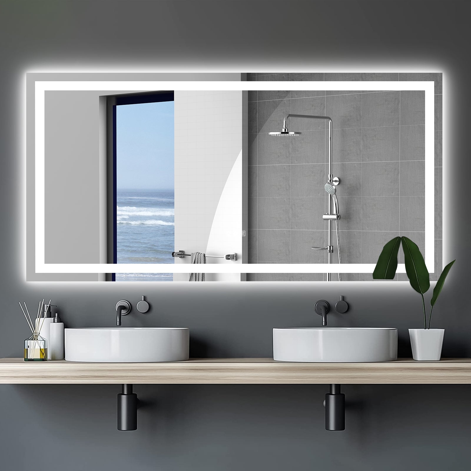 72 x 36 Rectangular Frameless Dimmable Wall Mounted LED Bathroom Vanity Mirror 72 36 Bed Bath Beyond 37990798