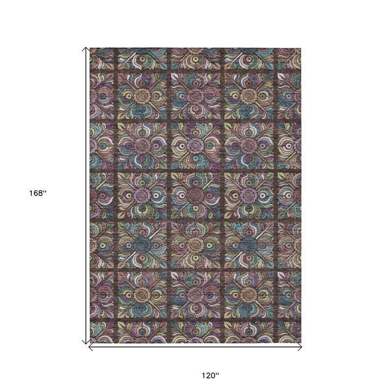 HomeRoots Medallion Transitional Rectangle Outdoor Rug