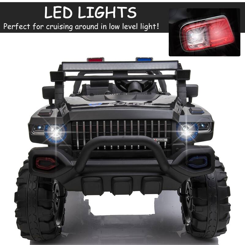 Big 53"L 12V Police Car Ride-On SUV for Kids with Siren, Remote Control, Music, Suspension & Horn