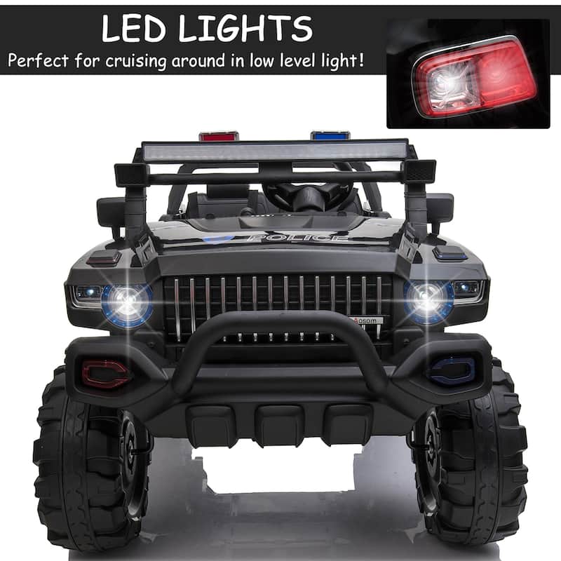 Cool Electric Off-Road Toy with Siren, Ride on Police Car for Kids with Seat Belt, Exclusive Child Car with Music