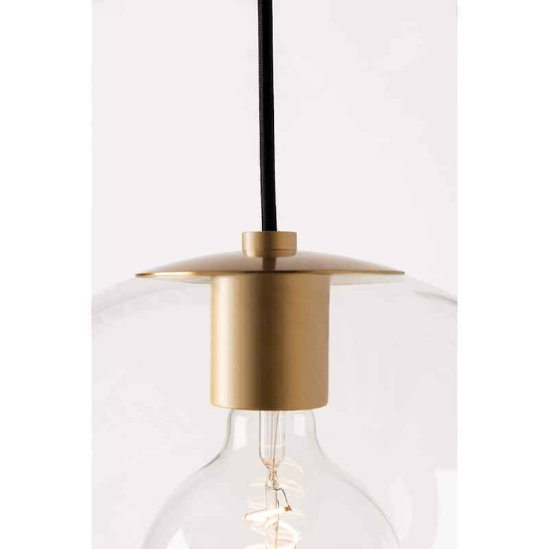 Mitzi by Hudson Valley Margot 10.5-inch Aged Brass Pendant, Clear Glass