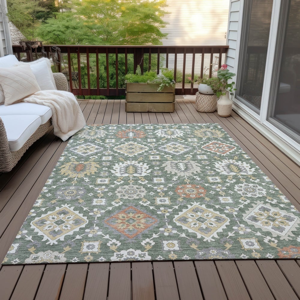 Machine Washable Indoor/Outdoor Boho Global Chantille Rug