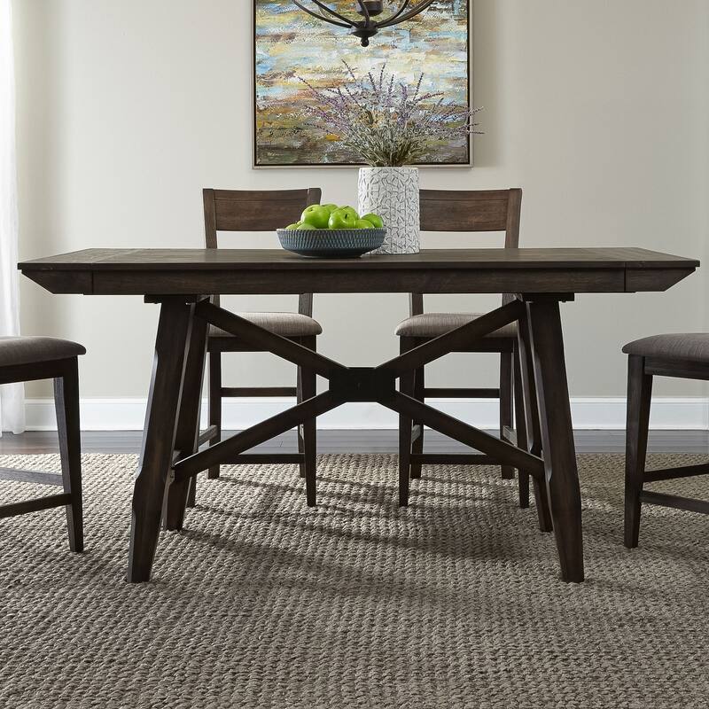 Double Bridge Dark Chestnut Opt 5 Piece Gathering Table Set
