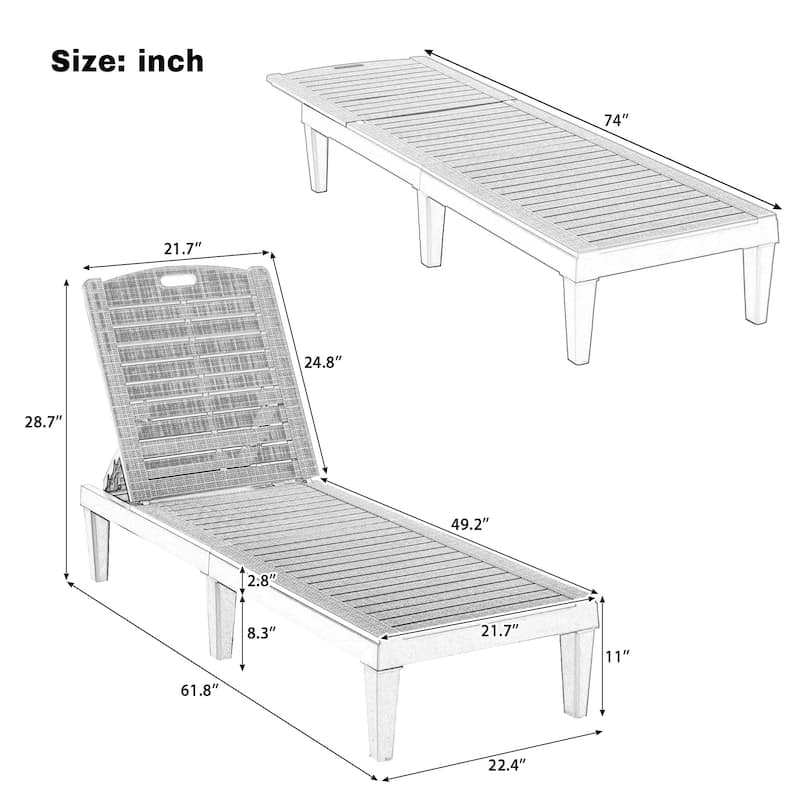 2-Piece Outdoor Chaise Lounge Set – Adjustable Resin Pool Chairs for Patio, Poolside or Beach‌