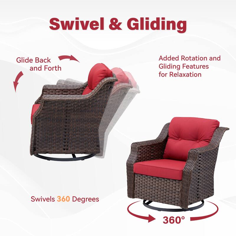 Pocassy Outdoor Swivel Chair Glider Chair with Side Table