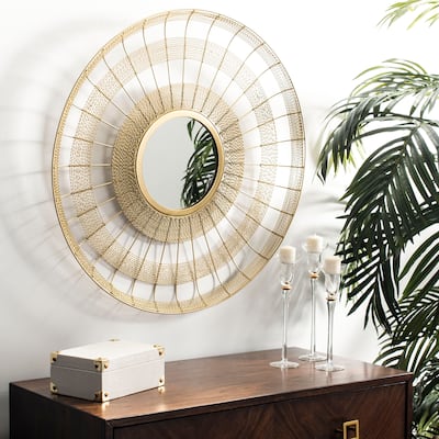 SAFAVIEH Sharday Brass 28-inch Round Decorative Mirror - 28" x 28" x 2" - 28Wx28Dx2H