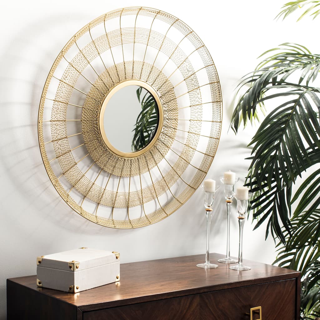 SAFAVIEH Sharday Brass 28-inch Round Decorative Mirror - 28" x 28" x 2" - 28Wx28Dx2H