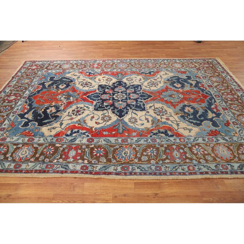 Medallion Tabriz Oriental Vintage Area Rug Hand-Knotted Wool Carpet - 6'7"x 9'7"