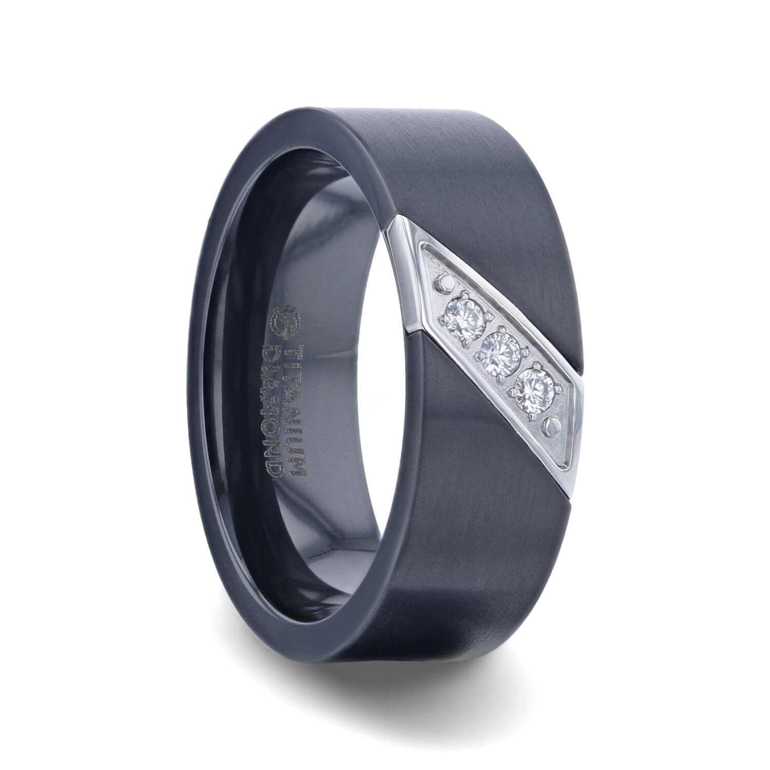 Best Designer Jewelry Titanium Polished w/Black Carbon Fiber Inlay Flat 8mm Band Best Designer Jewelry Titanium Polished w/Black Carbon Fiber Inlay Flat 8mm Band