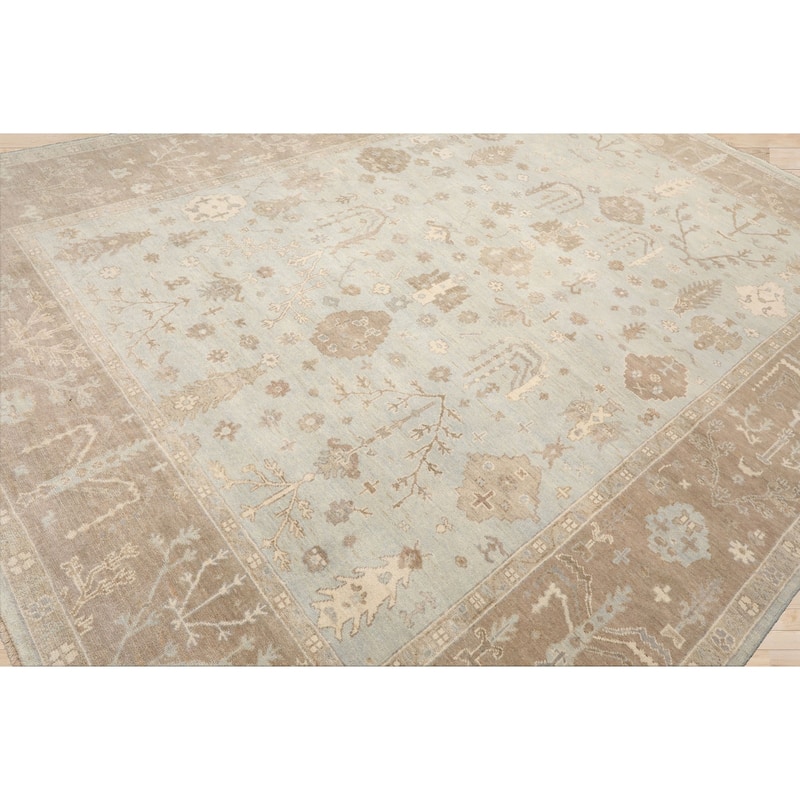 Multi Size Hand Knotted Sage Oushak Wool Area Rug Stone Wash Oriental