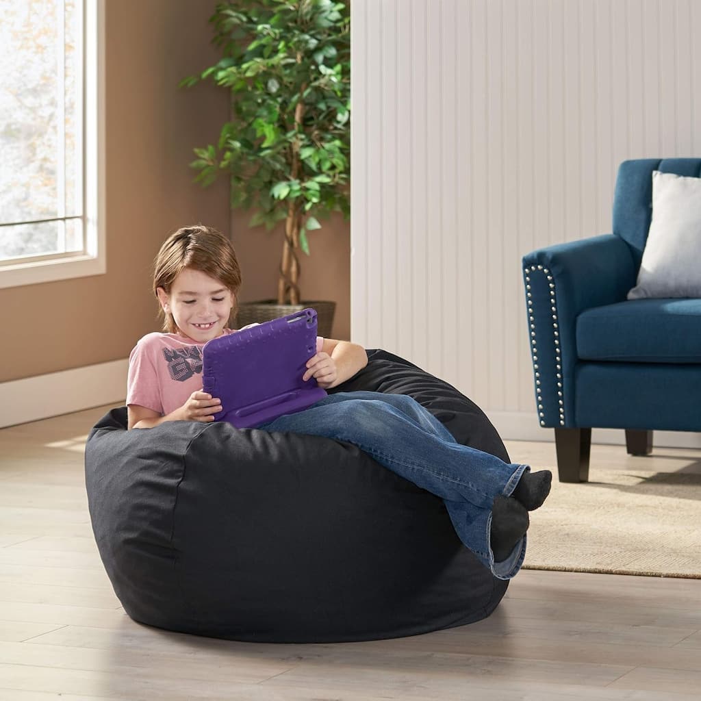 Modern 34" Bean Bag Chair with Foam Filling and Round Design for Living Room