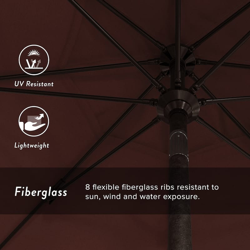 California Umbrella 9' Rd Patio Umbrella Bronze Aluminum Frame Fiberglass Ribs Crank Lift Collar Tilt Sunbrella