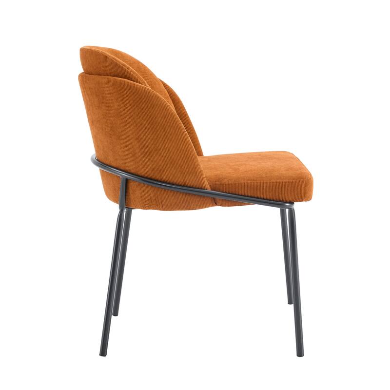 Set Of 2 Dinning Chair Brown Seat Black Leg Suitable for Kitchens, Restaurants, and Living Rooms