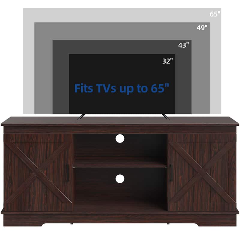 Moasis Farmhouse TV Stand with Barn Door Media Console Entertainment Center with Storage Cabinets