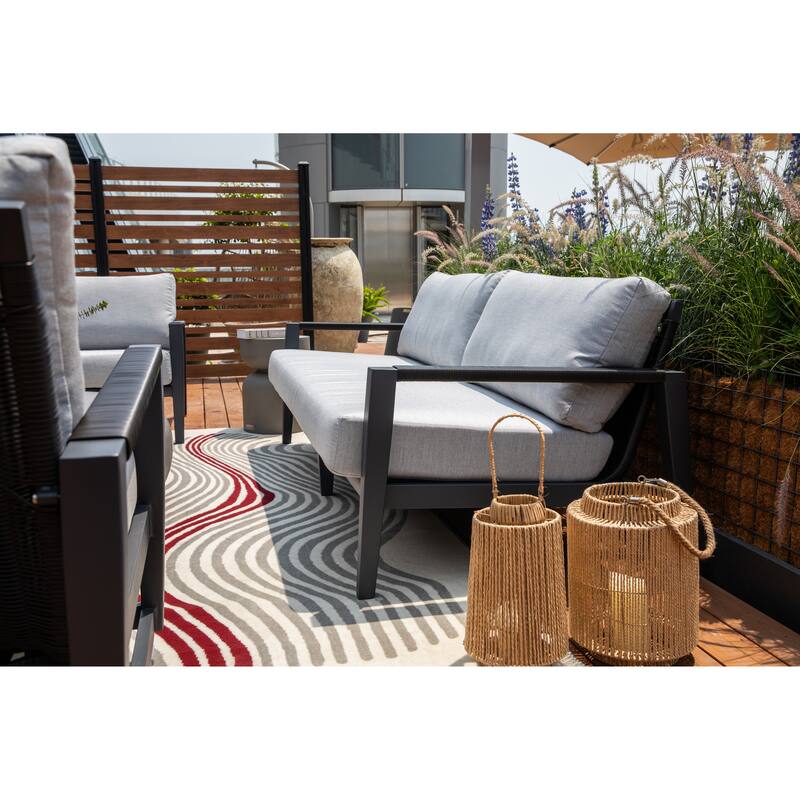 Elementi Laguna Outdoor Aluminum 3-Seat Sofa with Sunbrella® Cushions